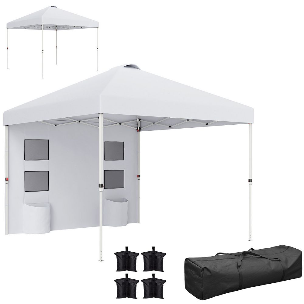 Outsunny 10ft x 10ft Pop Up Canopy Tent with Sidewall, UPF50+
