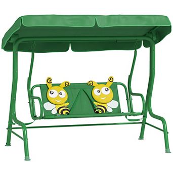 Qaba Kids Patio Swing, 2-Seater Outdoor Porch Swing Chair