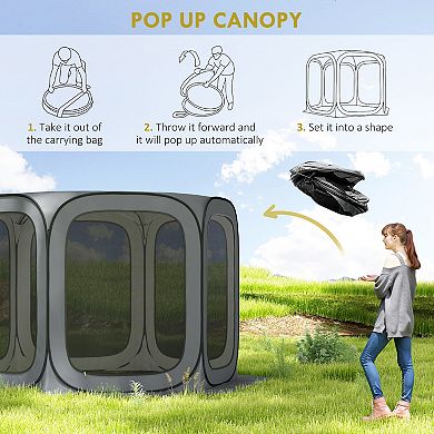 11ft Pop Up Screen Tent, UPF50+ Camping Gazebo w/ Carry Bag