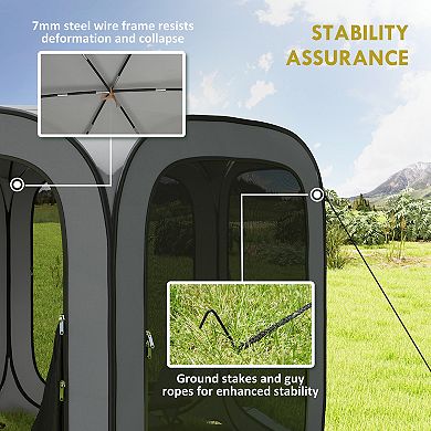 11ft Pop Up Screen Tent, UPF50+ Camping Gazebo w/ Carry Bag
