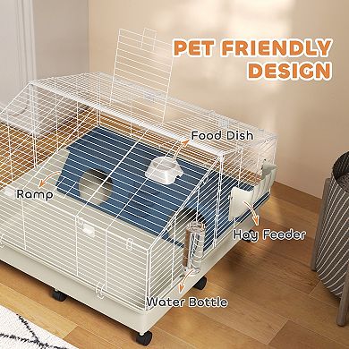 PawHut Rolling Small Animal Cage for Rabbits, Hedgehogs, Guinea Pigs
