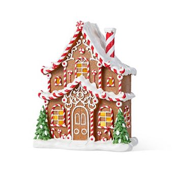 Glitzhome 11.75"H Resin Village Table Decor, Christmas Lighted Table Centerpiece