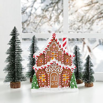 Glitzhome 11.75"H Resin Village Table Decor, Christmas Lighted Table Centerpiece