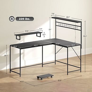 HOMCOM L Shaped Desk, Convertible Corner Desk for Small Space