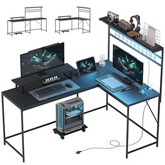 HOMCOM L Shaped Desk, Convertible Corner Desk for Small Space