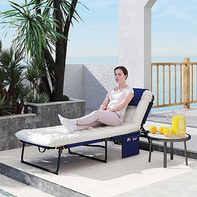 Outsunny Folding Chaise Lounge w/ Cushion, Reclining Tanning Chair