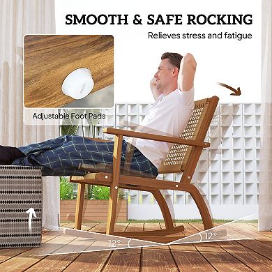 Outsunny 2-Piece Outdoor Rocking Chair, Acacia Wood Outdoor Rockers