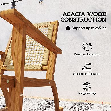 Outsunny 2-Piece Outdoor Rocking Chair, Acacia Wood Outdoor Rockers
