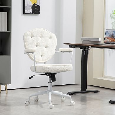 Homcom Cute Office Chair, Teddy Bear Fleece Vanity Chair