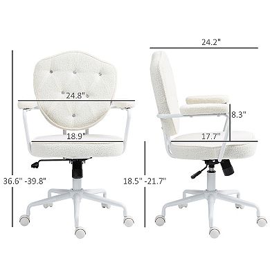 Homcom Cute Office Chair, Teddy Bear Fleece Vanity Chair