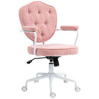 Homcom Cute Office Chair, Teddy Bear Fleece Vanity Chair