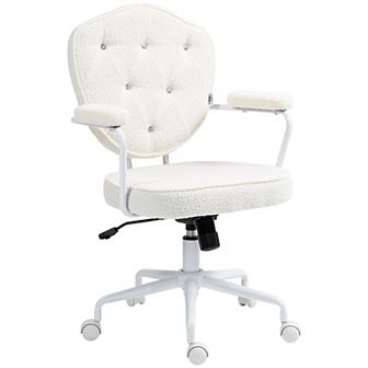 Homcom Cute Office Chair, Teddy Bear Fleece Vanity Chair