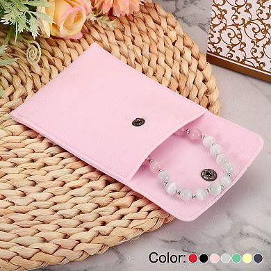 9.3x7.5cm Jewelry Pouches with Snap Button, 12 Pcs Soft Storage