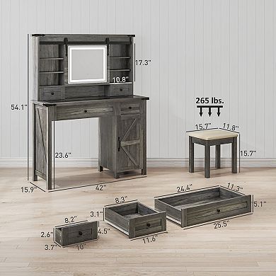 HOMCOM Vanity Desk Set, Makeup Vanity Table with Mirror and Lights