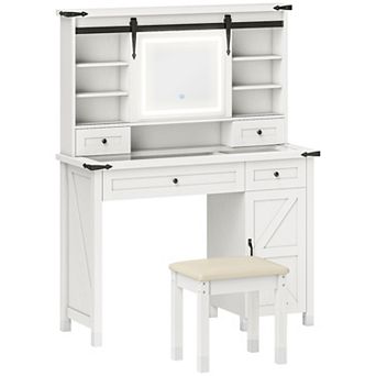 HOMCOM Vanity Desk Set, Makeup Vanity Table with Mirror and Lights