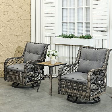 Outsunny 3 Pieces Wicker Bistro Set, Rocking Patio Furniture Set