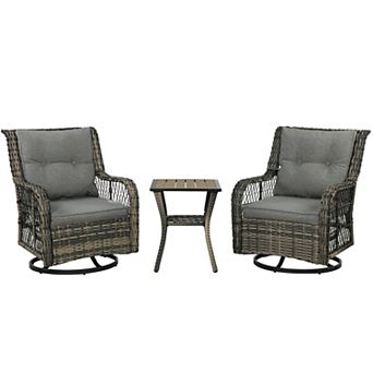 Outsunny 3 pc Wicker Bistro Set, Rocking Patio Furniture Set
