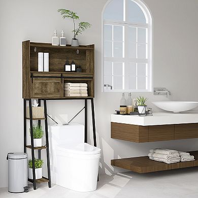 HOMCOM Over the Toilet Storage Cabinet, Over Toilet Bathroom Organizer