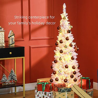 HOMCOM 5ft Prelit Artificial Pencil Christmas Tree w/ LED Lights