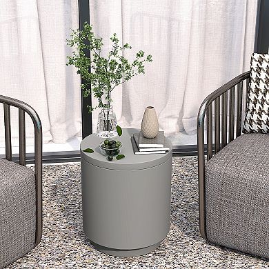 HOMCOM 2.6 Gal Outdoor Cooler Side Table with Ice Bucket Lid
