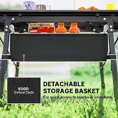 Outsunny 3ft Camping Table, Adjustable Height Small Folding Table
