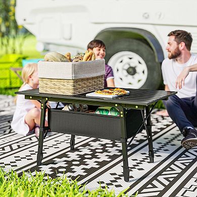 Outsunny 3ft Camping Table, Adjustable Height Small Folding Table