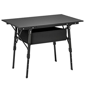 Outsunny 3ft Camping Table, Adjustable Height Small Folding Table