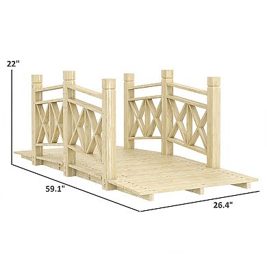 5 ft. Wood Garden Bridge with Safety Handrails Backyard Bridge