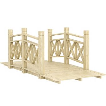 5 ft. Wood Garden Bridge with Safety Handrails Backyard Bridge
