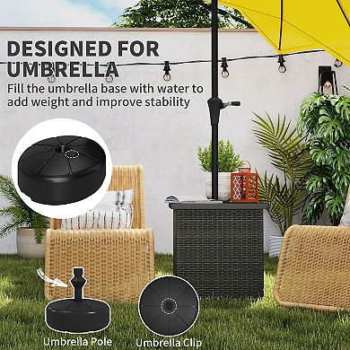 Outsunny Wicker Side Table, Square PE Rattan Outdoor End Table, Mixed-