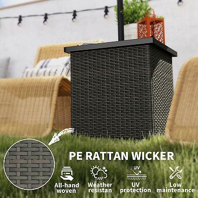 Outsunny Wicker Side Table, Square PE Rattan Outdoor End Table, Mixed-