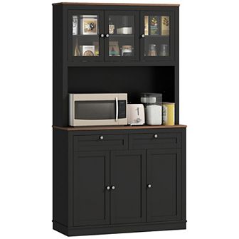 HOMCOM 71inch Tall Kitchen Pantry Storage Cabinet with Microwave Stand