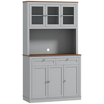 HOMCOM 71inch Tall Kitchen Pantry Storage Cabinet with Microwave Stand