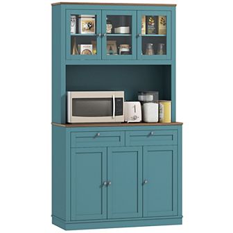 HOMCOM 71inch Tall Kitchen Pantry Storage Cabinet with Microwave Stand