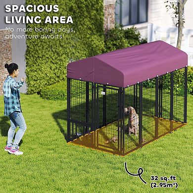 PawHut Dog Kennel with Rotating & Adjustable Bowls, 7.9ft x 4' x 6'