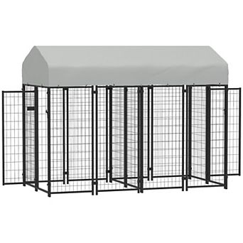 PawHut Outdoor Dog Kennel with Two-Room Design, 8' x 4' x 6'