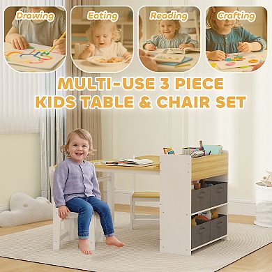 Qaba Kids Desk and Chair Set, Activity Craft Table for 3-8