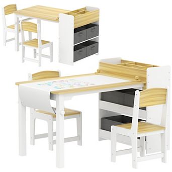 Qaba Kids Desk and Chair Set, Activity Craft Table for 3-8