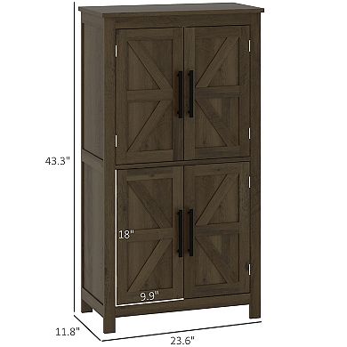 HOMCOM Bathroom Floor Cabinet, Farmhouse Bathroom Cabinet with Doors