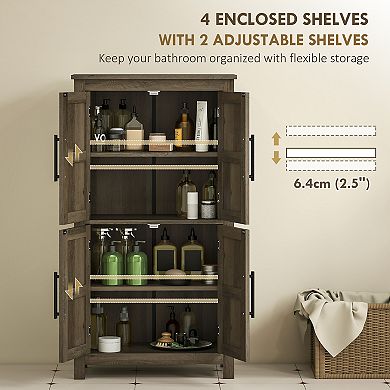 HOMCOM Bathroom Floor Cabinet, Farmhouse Bathroom Cabinet with Doors
