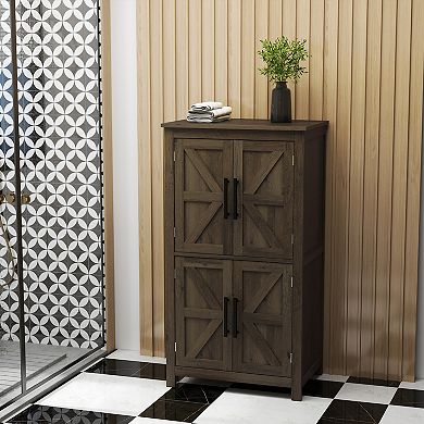 HOMCOM Bathroom Floor Cabinet, Farmhouse Bathroom Cabinet with Doors