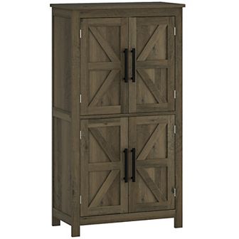 HOMCOM Bathroom Floor Cabinet, Farmhouse Bathroom Cabinet with Doors