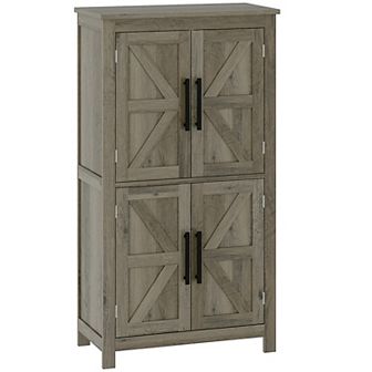 HOMCOM Bathroom Floor Cabinet, Farmhouse Bathroom Cabinet with Doors