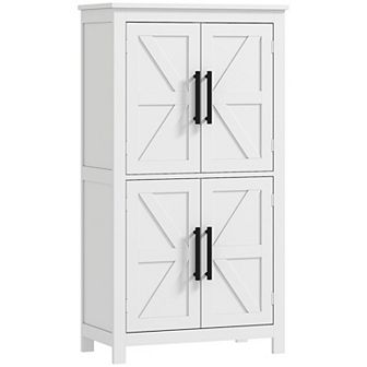 HOMCOM Bathroom Floor Cabinet, Farmhouse Bathroom Cabinet with Doors