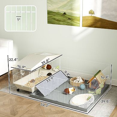 PawHut Small Animal Cage with Removable Pet Playpen for Guinea Pig Hedgehog