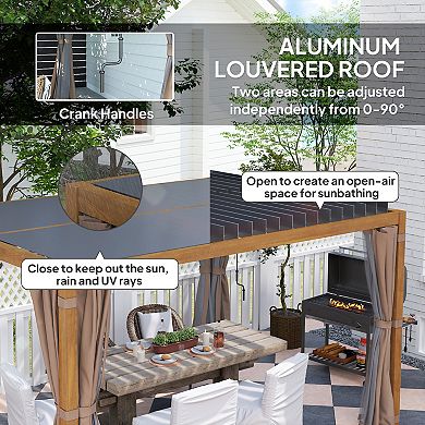 Outsunny 10ftx13' Aluminum Pergola with Adjustable Roof