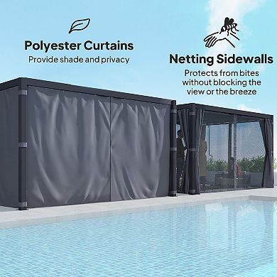 Outsunny 10ftx13' Aluminum Pergola with Adjustable Roof