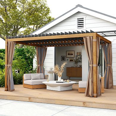 Outsunny 10ftx13' Aluminum Pergola with Adjustable Roof