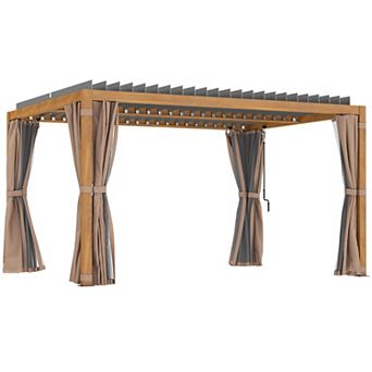 Outsunny 10ftx13' Aluminum Pergola with Adjustable Roof