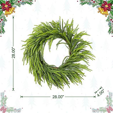 Glitzhome 28"D Christmas Greenery PE Dripping Wreath